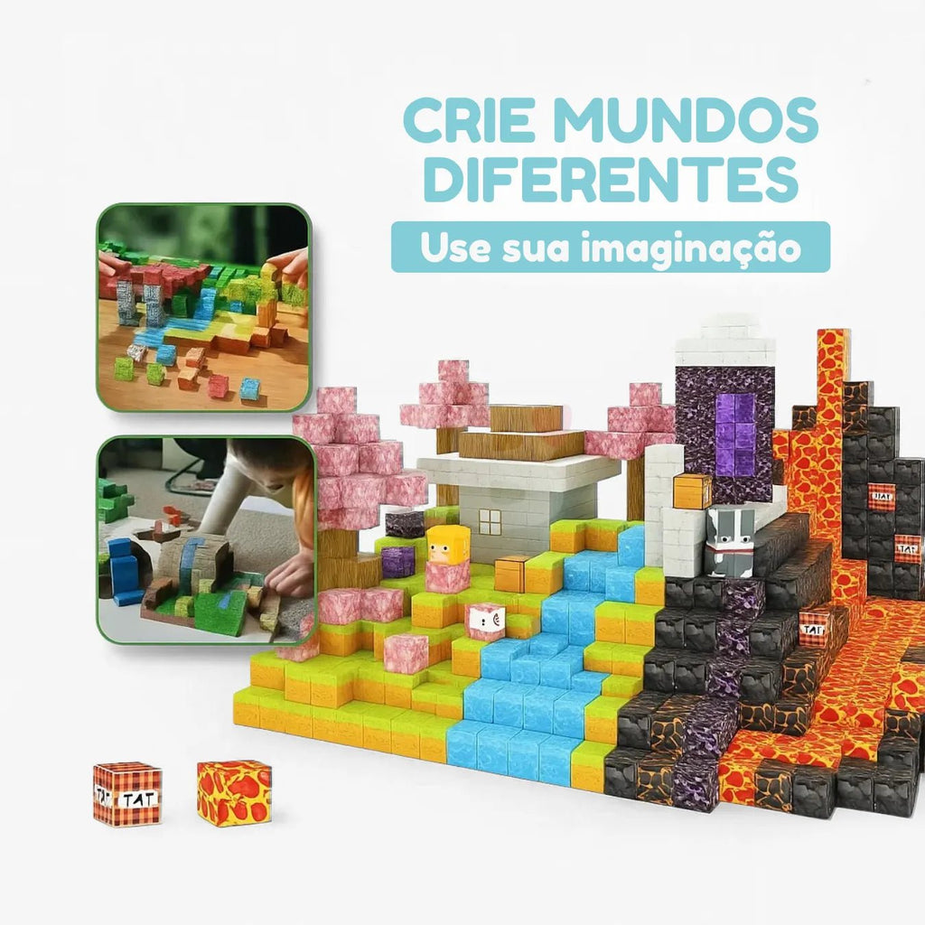 Blocos Magnéticos de Montar 3D - Brinquedo Educativo Anti - Telas - ZBaby