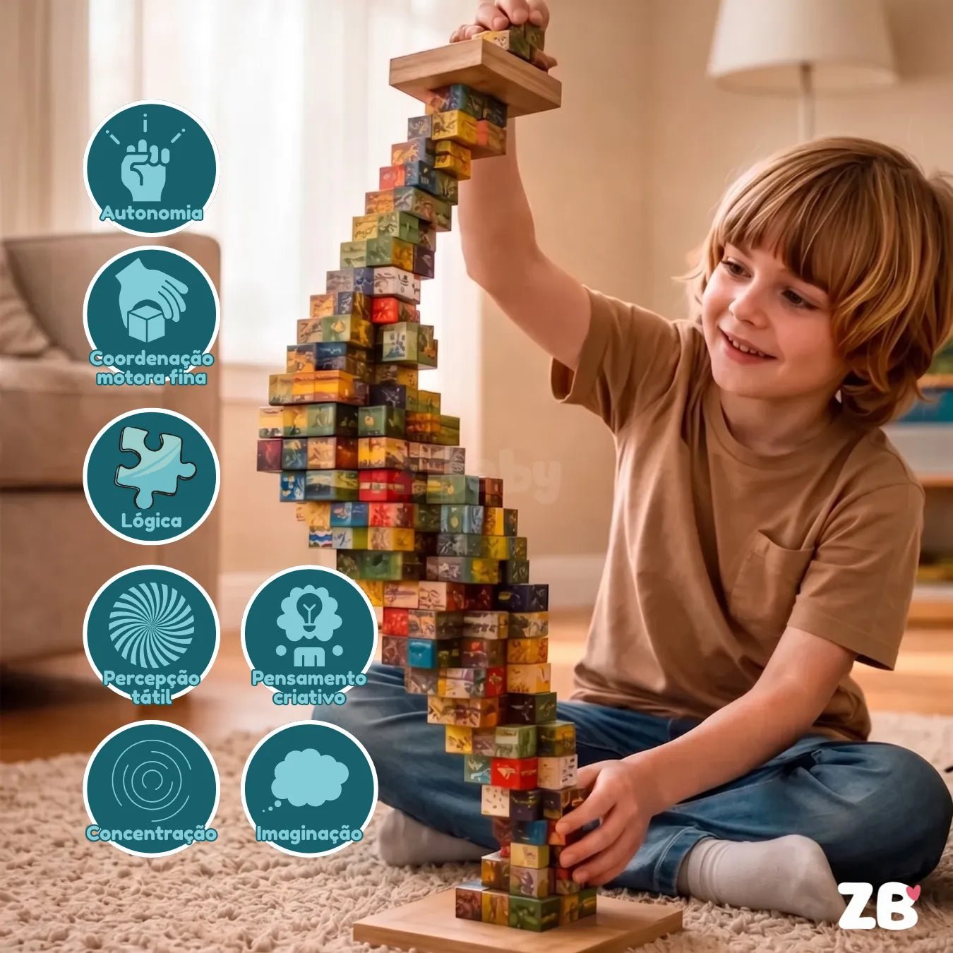 Blocos Magnéticos de Montar 3D - Brinquedo Educativo Anti - Telas - ZBaby
