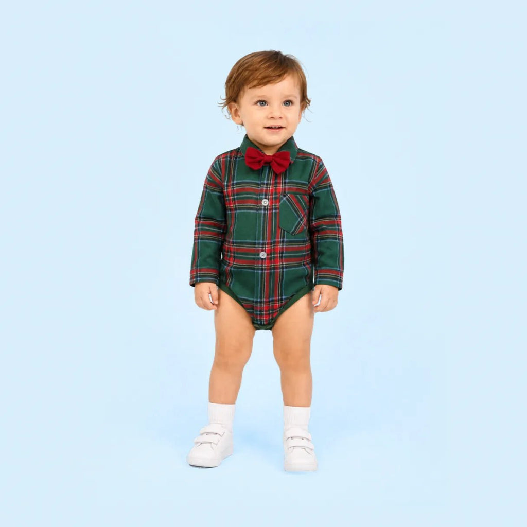 Body Bebê Natal Xadrez com Gravata - ZBaby