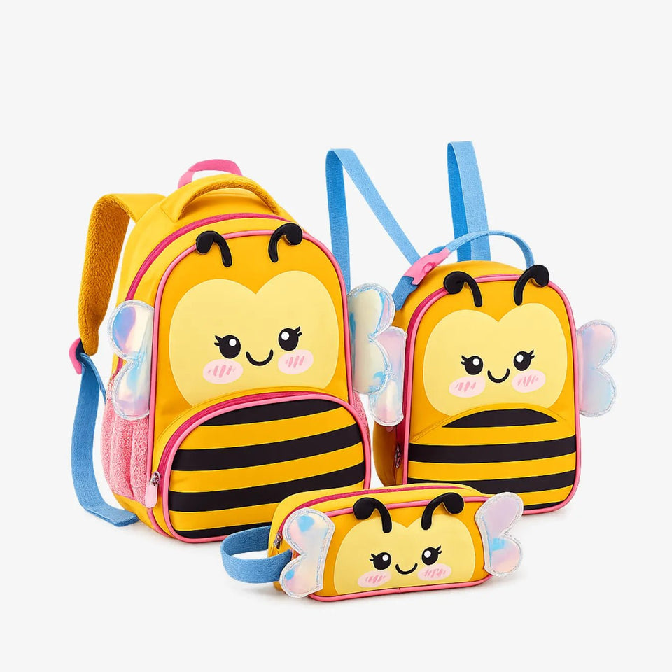 Kit Mochila Infantil Abelha Menina com Lancheira e Estojo Escolar - ZBaby