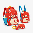 Kit Mochila Infantil Panda Vermelho com Lancheira e Estojo Escolar - ZBaby