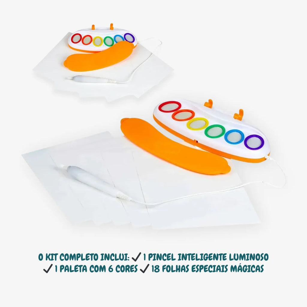 Kit Pintura Infantil Pincel Mágico Luminoso - Não Suja - ZBaby
