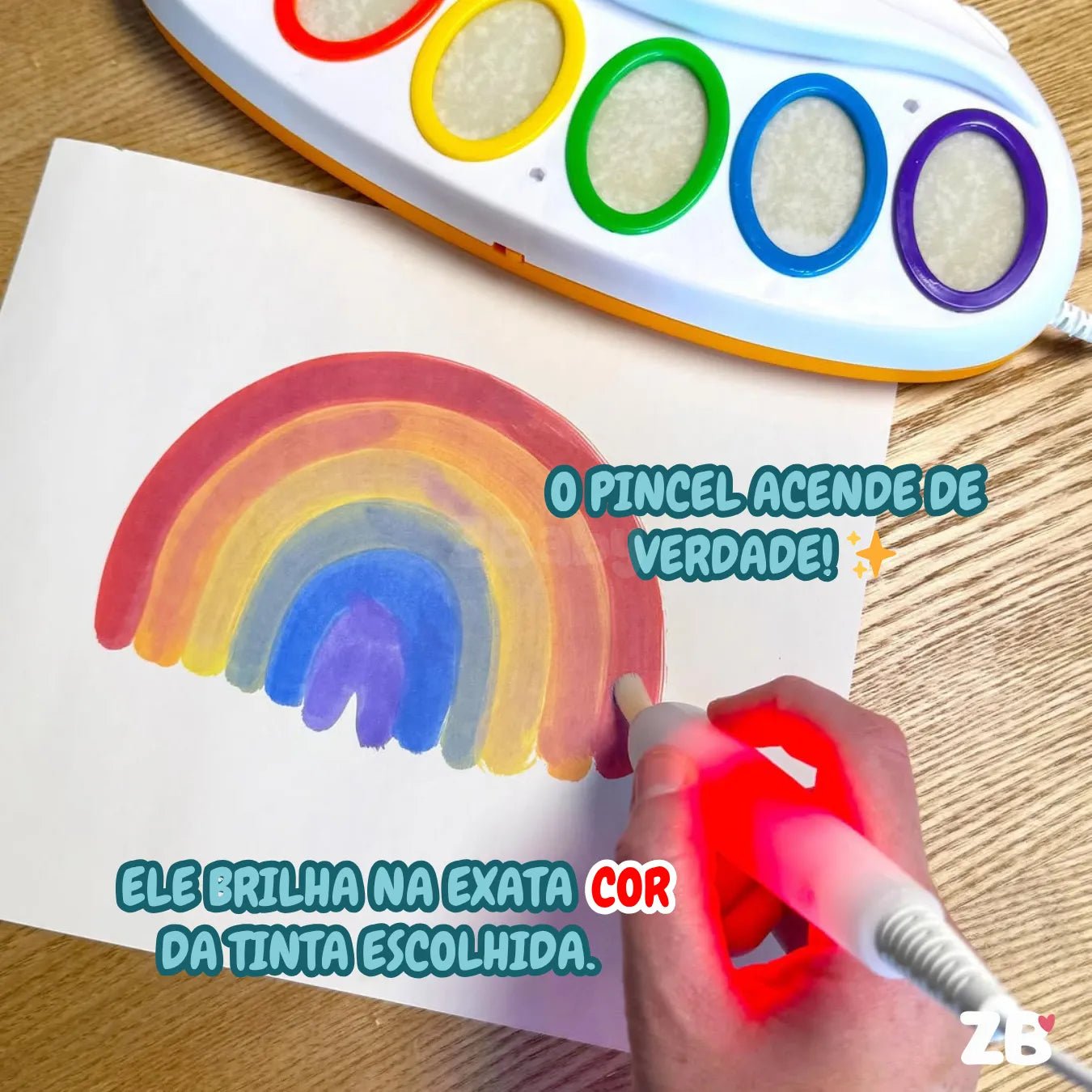 Kit Pintura Infantil Pincel Mágico Luminoso - Não Suja - ZBaby