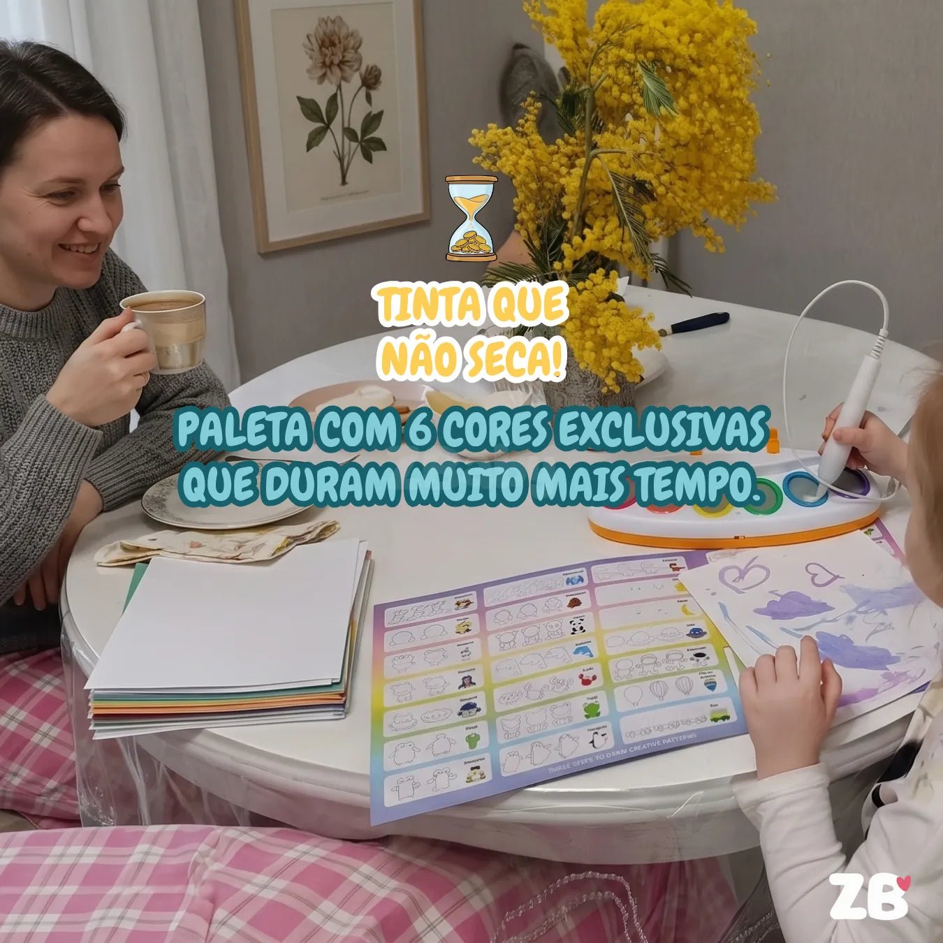 Kit Pintura Infantil Pincel Mágico Luminoso - Não Suja - ZBaby