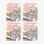 Quatro blind boxes Labubu Popmart Exciting Macaron, toy art colecionável com embalagem ilustrada