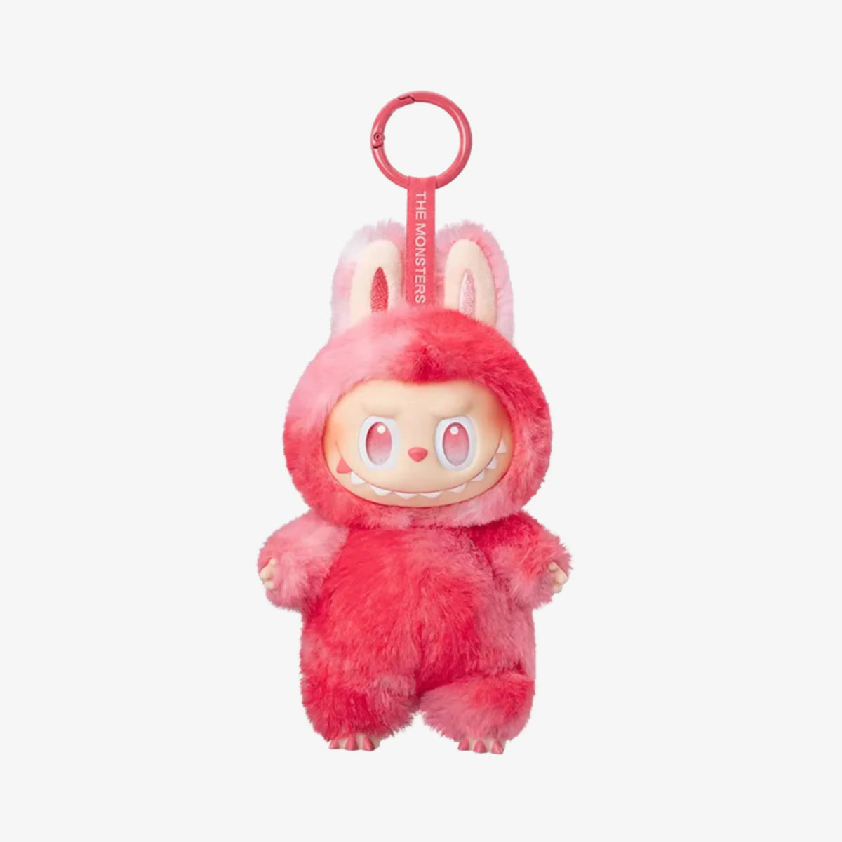 Labubu Popmart Big Into Energy com pelúcia vermelha intensa e olhos expressivos, ideal para colecionadores de toy art