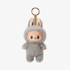 Labubu cinza original Exciting Macaron Popmart, figura colecionável em pelúcia com chaveiro e acabamento premium