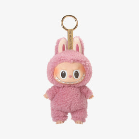 Labubu rosa original Popmart Exciting Macaron, boneco pelúcia colecionável com chaveiro dourado de luxo