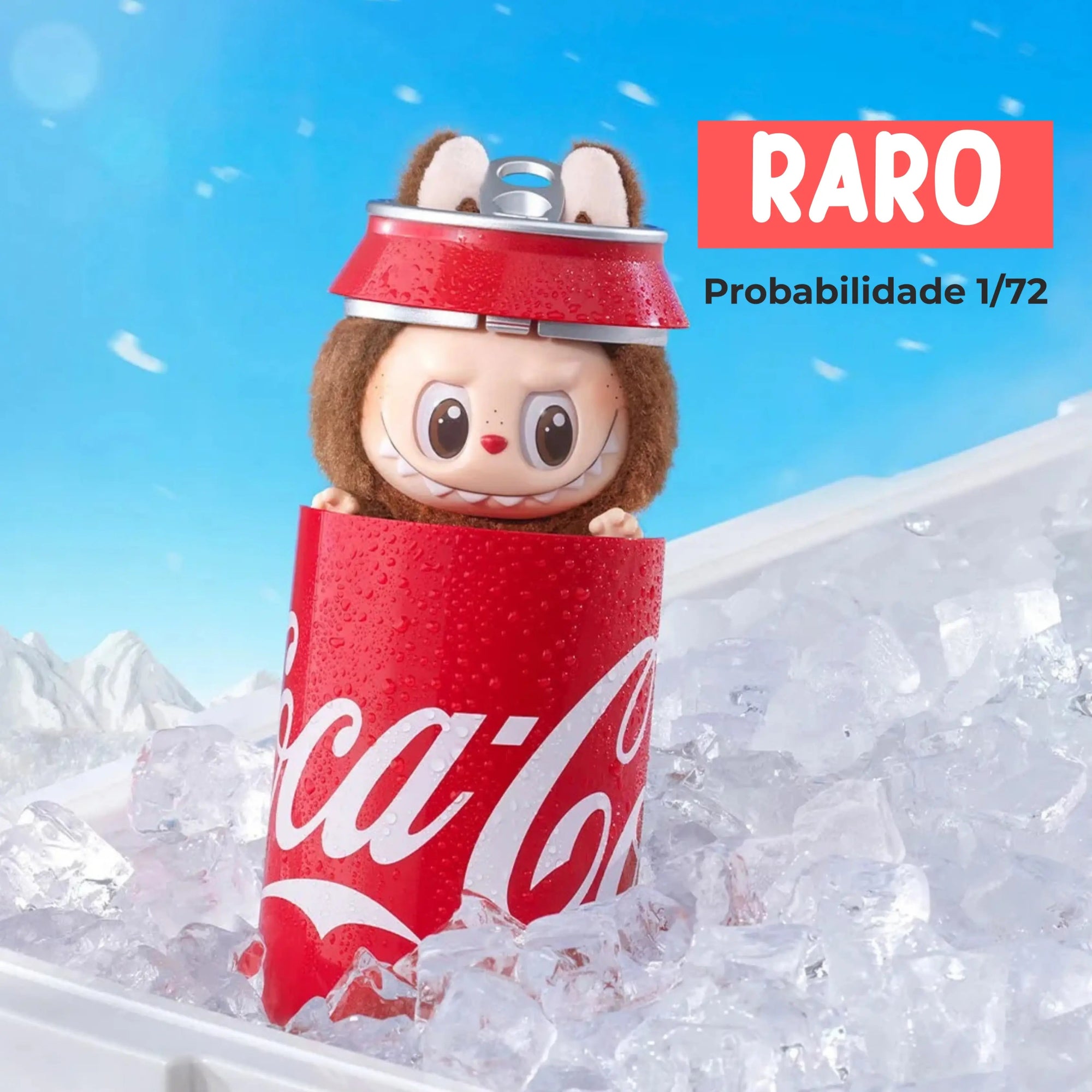 Labubu Coca-Cola Popmart raro 1/72, versão limitada dentro de lata, figura colecionável exclusiva e desejada