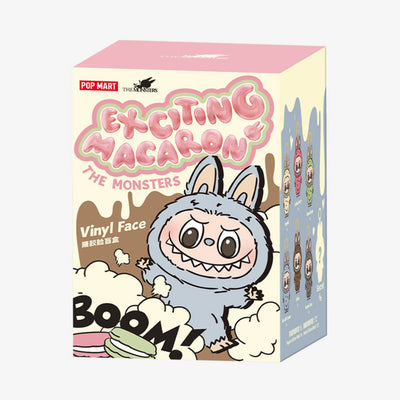 Blind box Popmart Exciting Macaron Labubu The Monsters com embalagem ilustrada e design colecionável kawaii