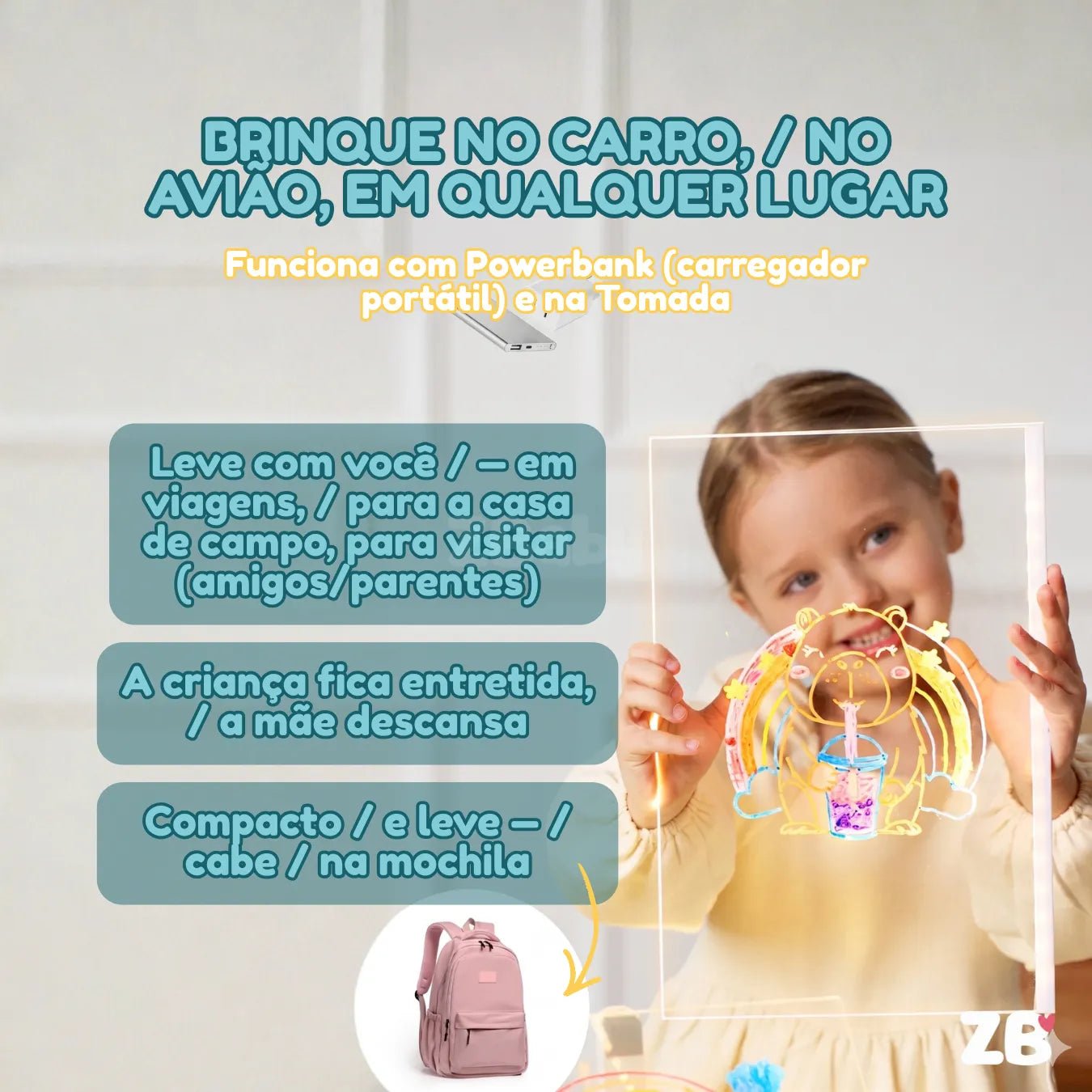 Lousa Mágica LED LuzPad™ - Tablet Infantil Educativo Anti - Telas - ZBaby