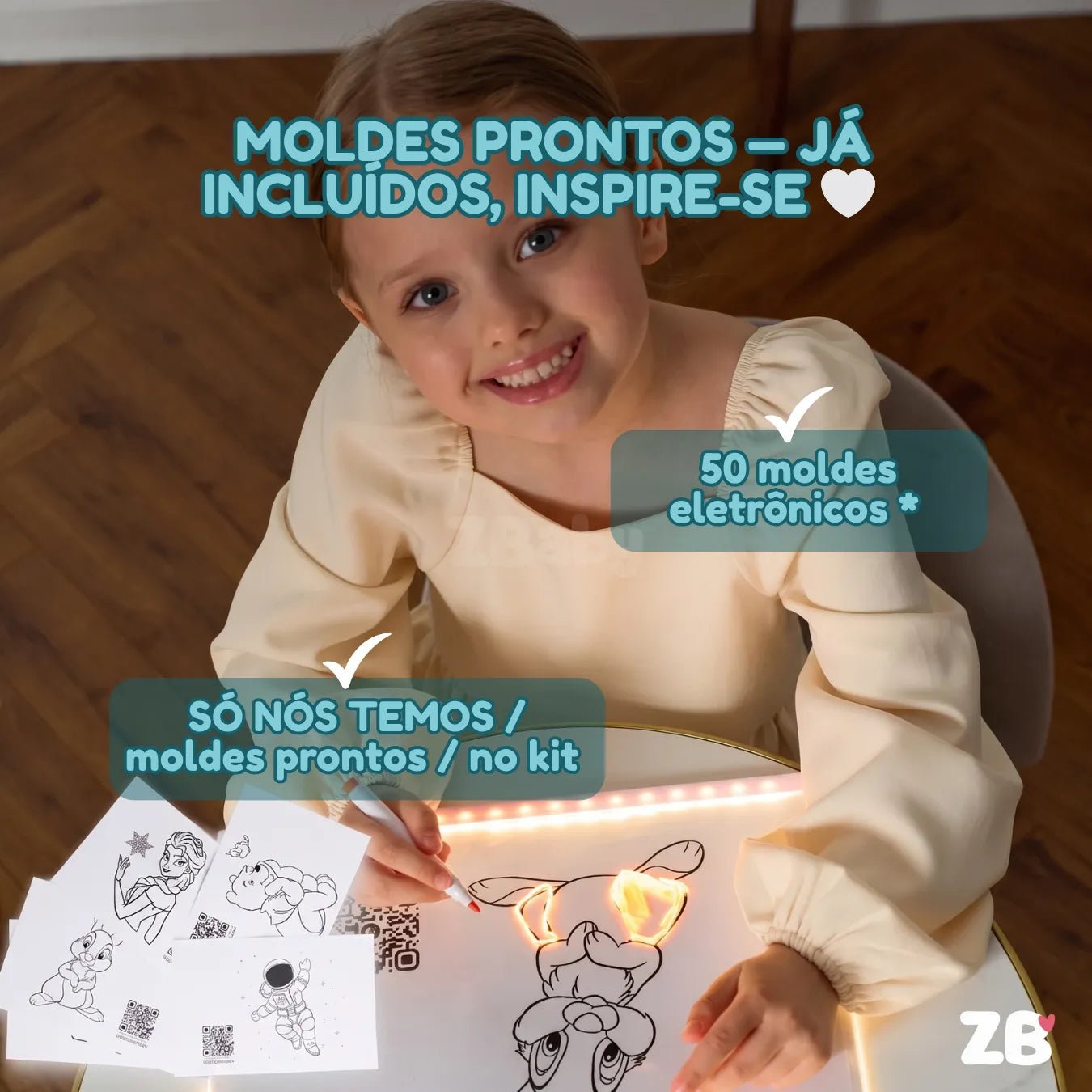 Lousa Mágica LED LuzPad™ - Tablet Infantil Educativo Anti - Telas - ZBaby