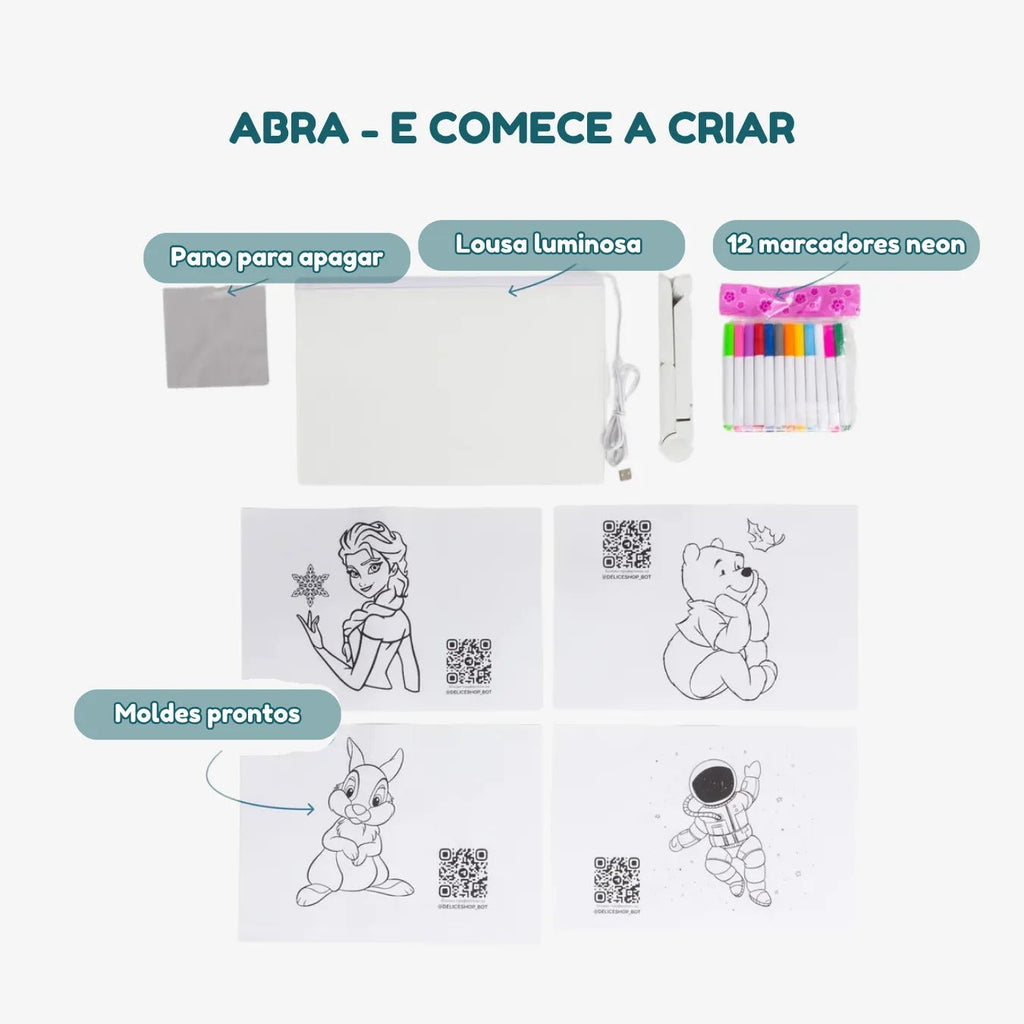 Lousa Mágica LED LuzPad™ - Tablet Infantil Educativo Anti - Telas - ZBaby