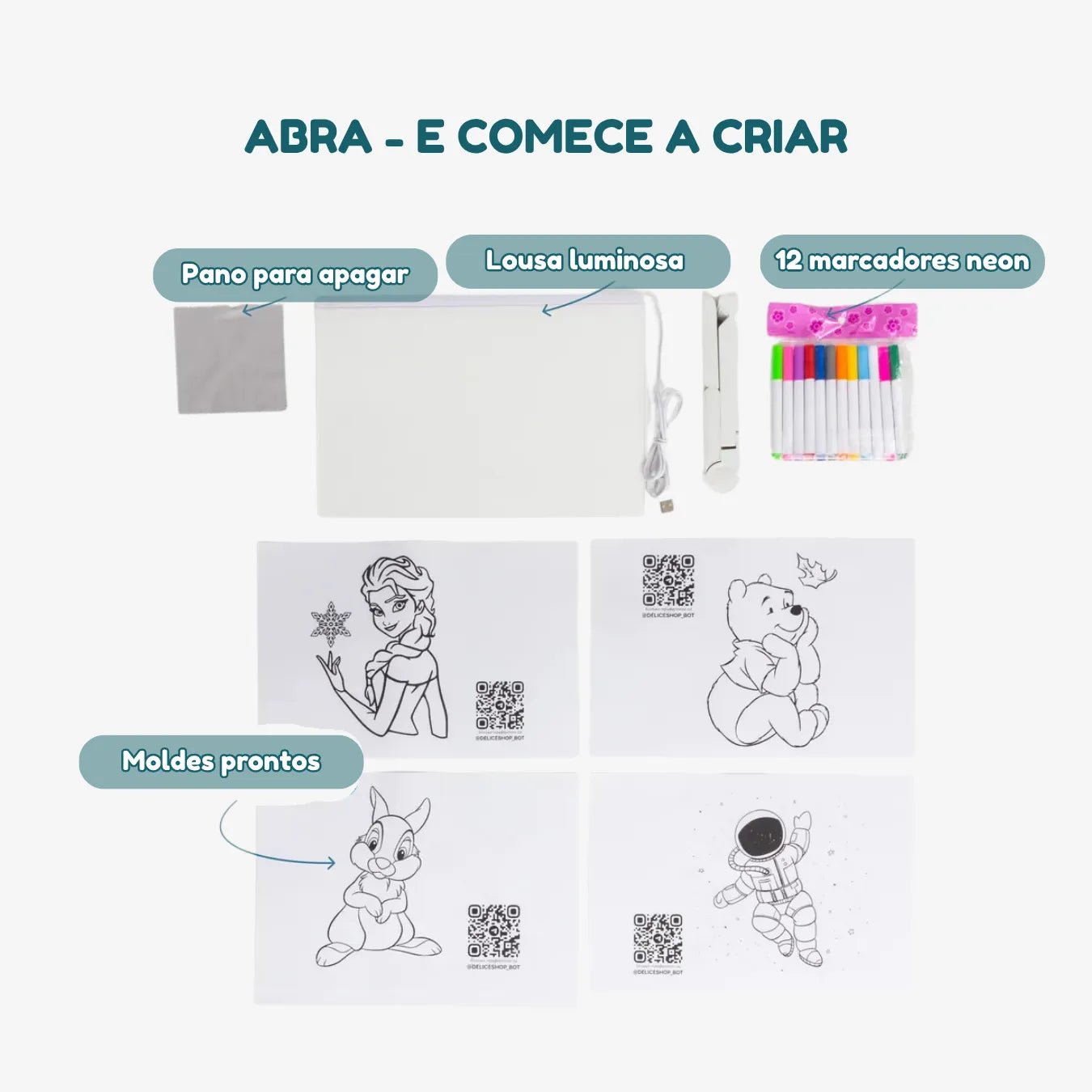 Lousa Mágica LED LuzPad™ - Tablet Infantil Educativo Anti - Telas - ZBaby