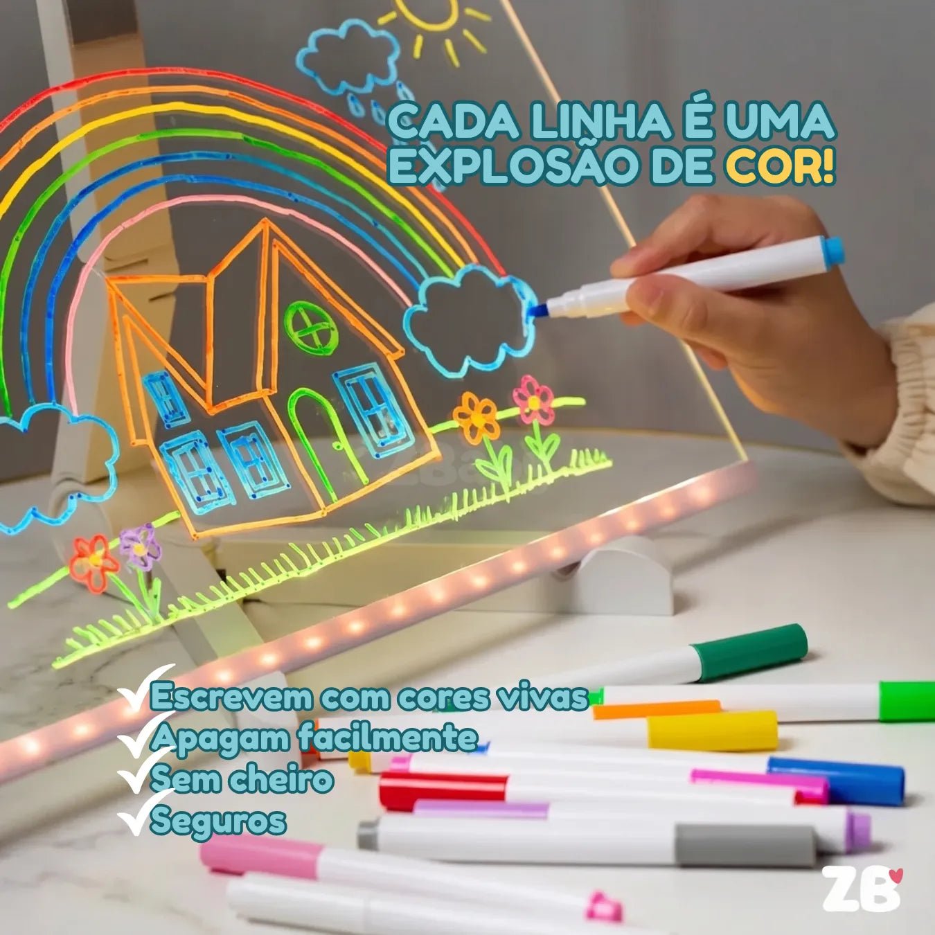 Lousa Mágica LED LuzPad™ - Tablet Infantil Educativo Anti - Telas - ZBaby