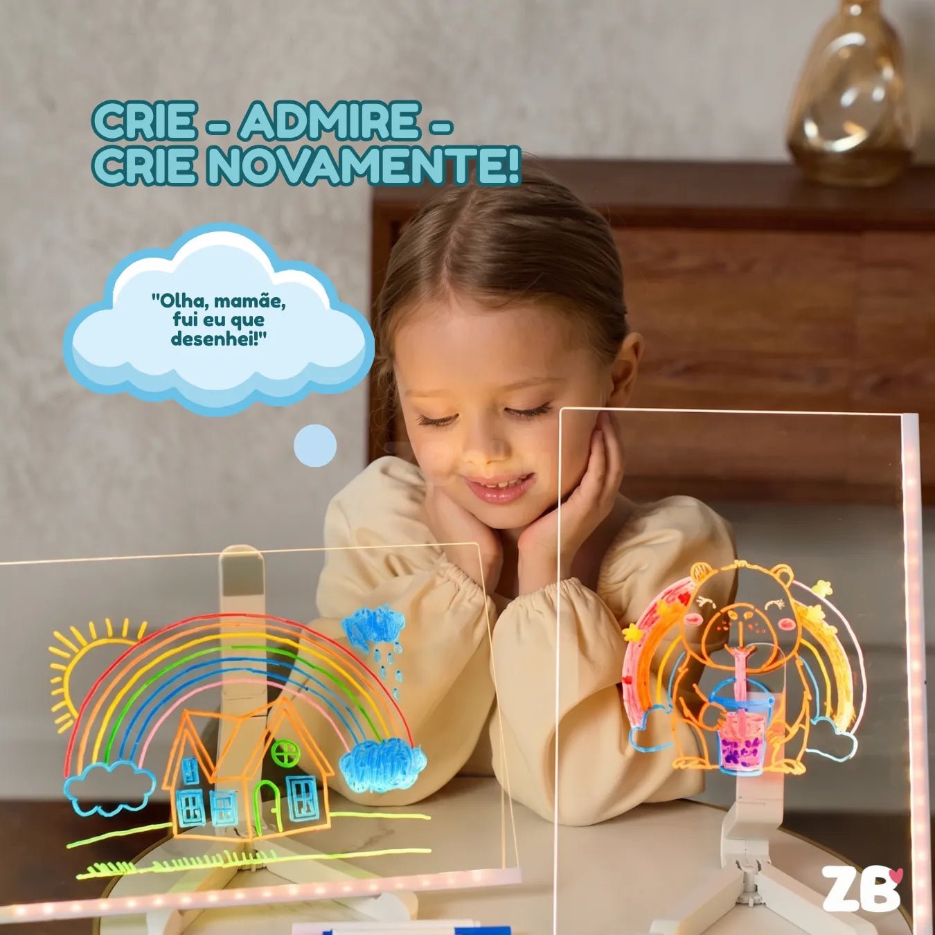 Lousa Mágica LED LuzPad™ - Tablet Infantil Educativo Anti - Telas - ZBaby