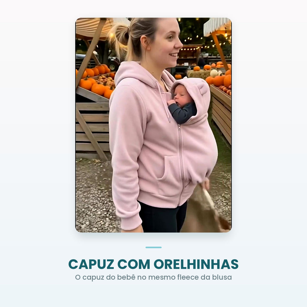 Capuz do bebê com orelhinhas de urso no moletom canguru rosa