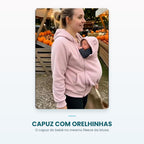 Capuz do bebê com orelhinhas de urso no moletom canguru rosa