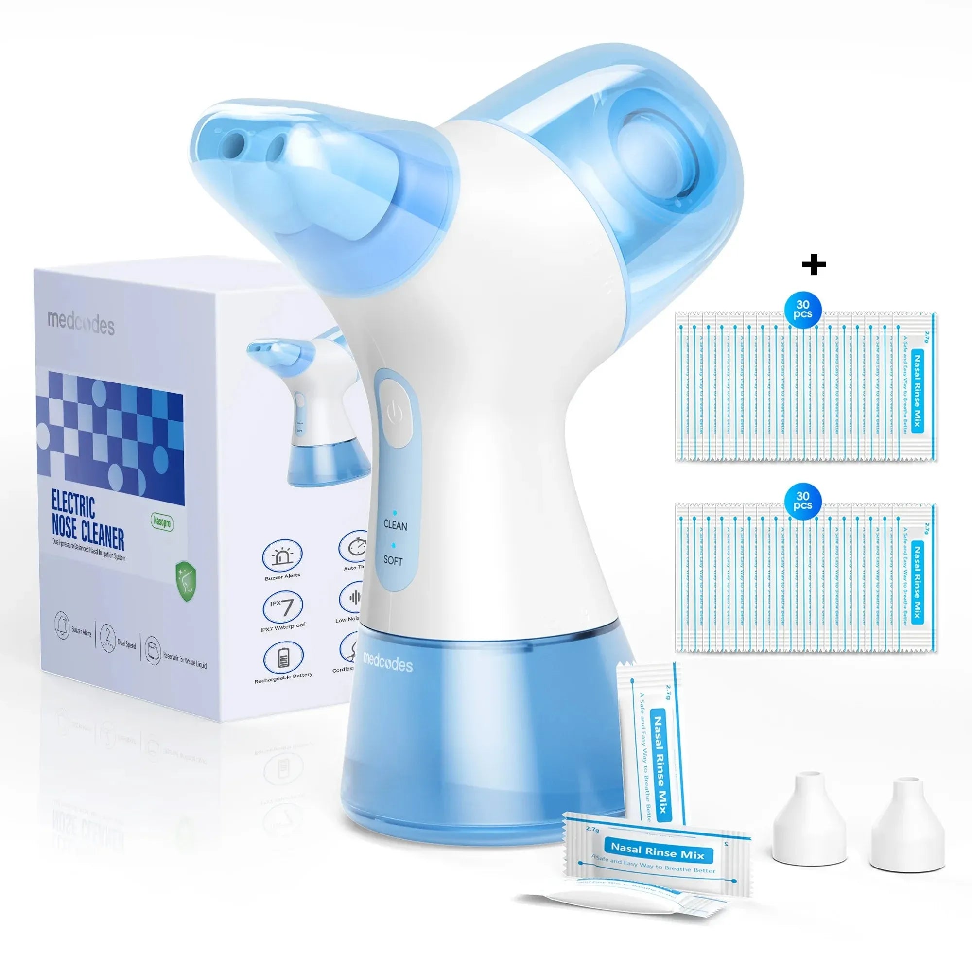 Irrigador Nasal Elétrico Velcura™ com Enxágue e Coleta de Resíduos