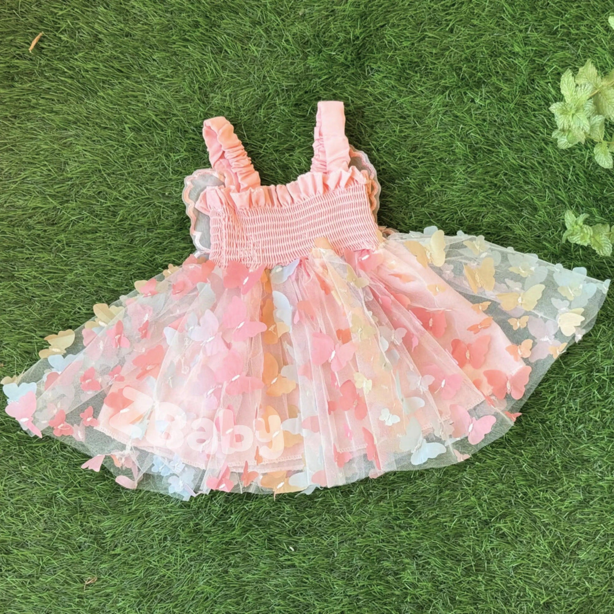 Vestido Infantil Borboletas Rosa para Festa - ZBaby