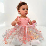 Vestido Infantil Borboletas Rosa para Festa