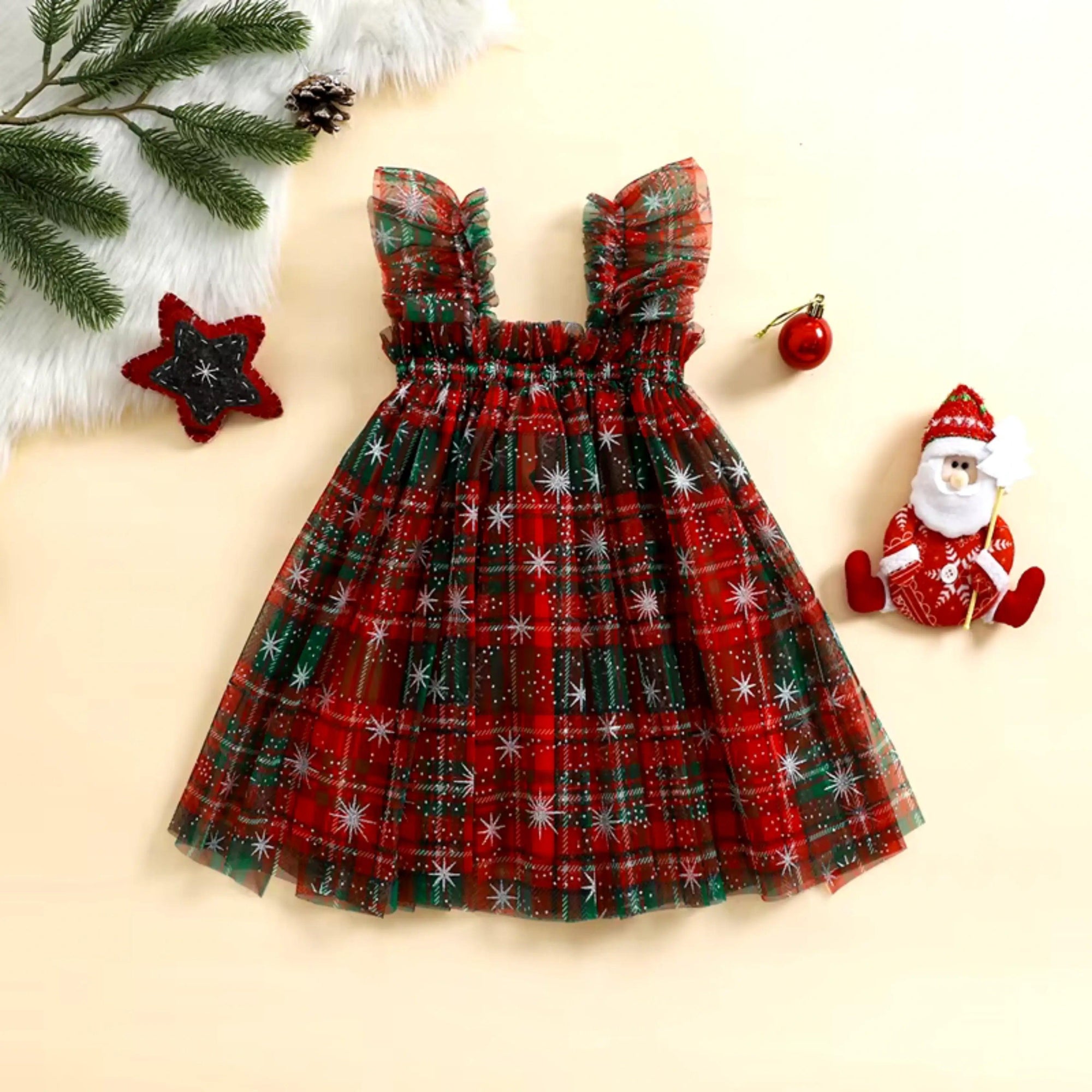 Vestido Infantil de Natal Vermelho Xadrez - ZBaby