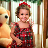 Vestido Infantil de Natal Vermelho Xadrez
