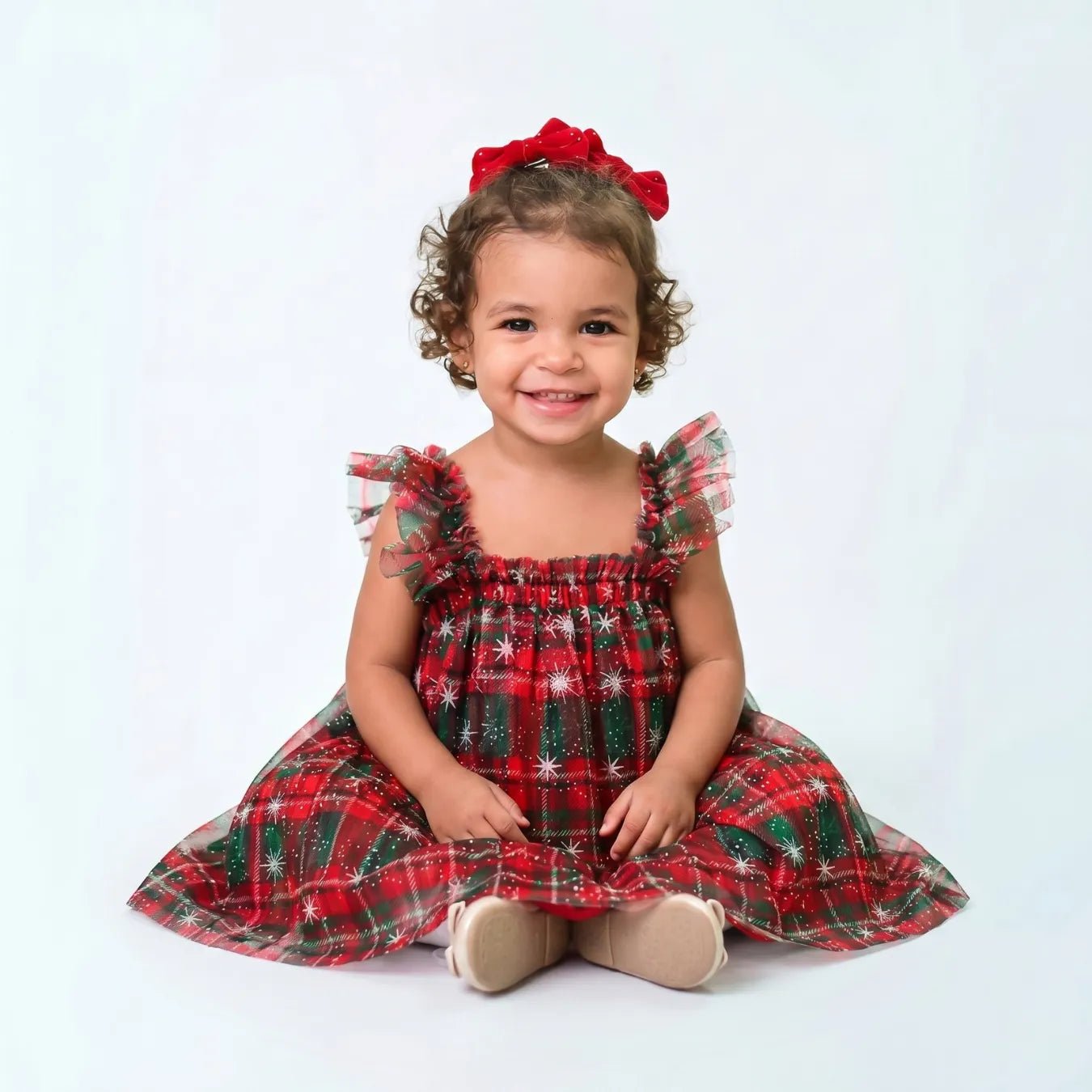 Vestido Infantil de Natal Vermelho Xadrez - ZBaby