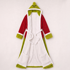 Manta vestível com capuz e forro sherpa tema natalino verde e vermelho